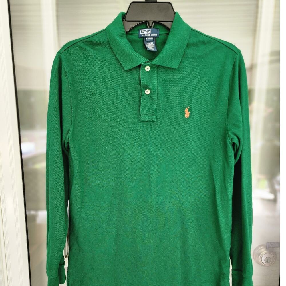 Polo by ralph Lauren Boy's Large(14-16) Green Long Sleeve 100% Cotton Pullover - Picture 2 of 6